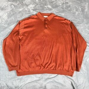 Maus & Hoffman Long Sleeve Polo Shirt Mens 2XL Cotton Blend Made In USA Orange